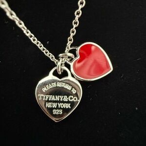 Tiffany & Co. Silver Necklace with Red Heart Charm